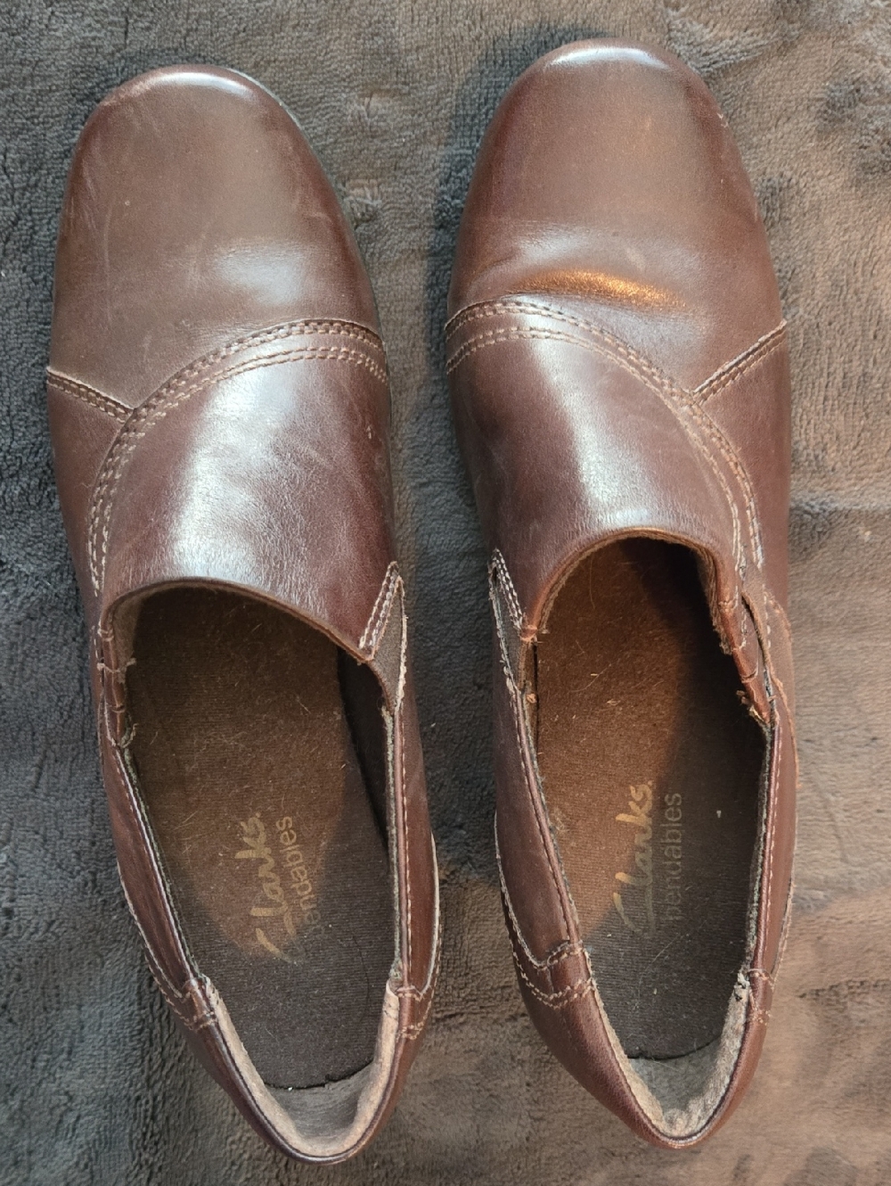 Clarks Bendables Women's Slip-On Leather Shoes - Brown